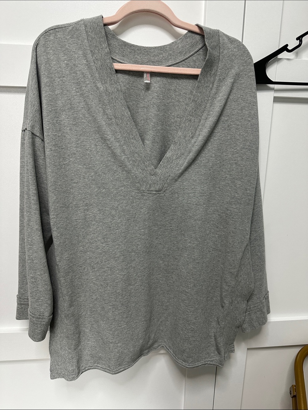 FP Movement by Free People Heather Gray V-Neck Pullover Sweatshirt